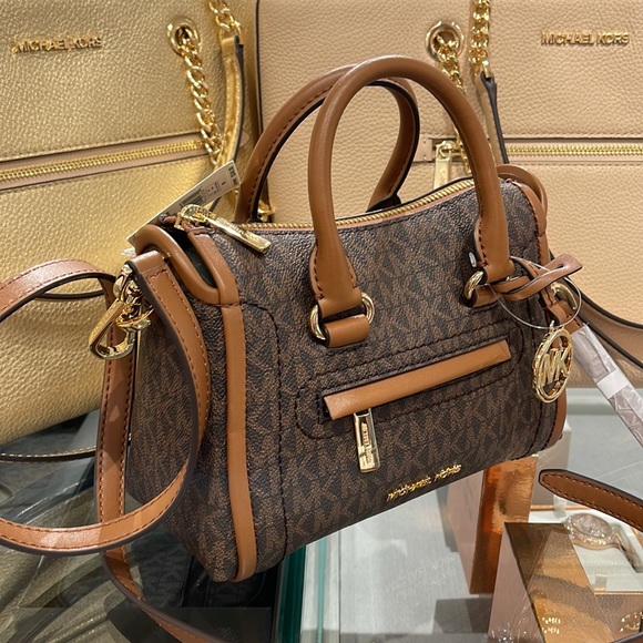 MICHAEL KORS
Carine Extra-Small Logo Satchel
Brown Signature 
NWT - Picture 3 of 16